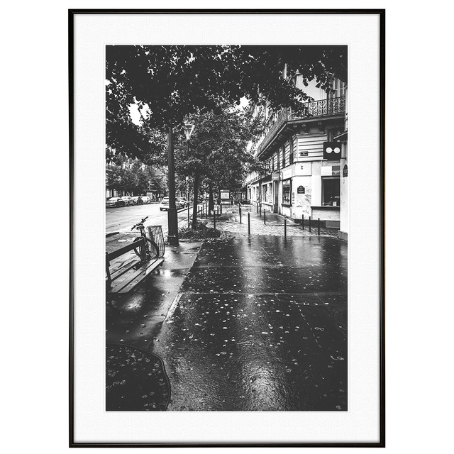 フランス写真  パリ 11区オベルカンフ通りインテリア モノクロアートポスター額装 AS3032