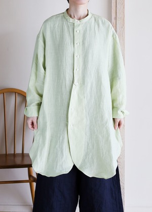 Vlas Blomme - Washed 60/1 Linen チュニックシャツ - Lime Yellow