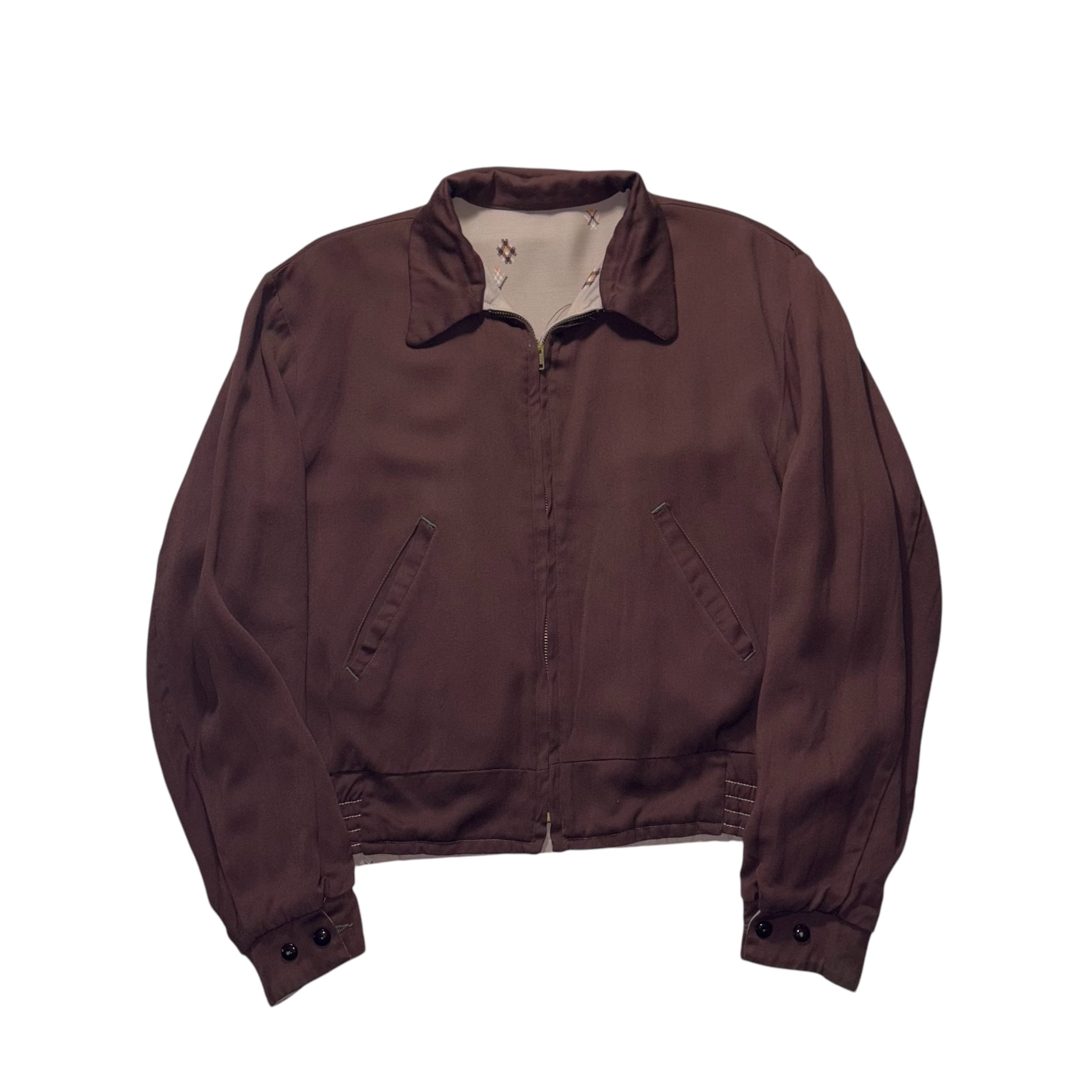 vintage 1950's reversible rayon gabardine jacket “Argyle” | NOIR