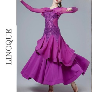 Vネックスパンコールロングドレス 3color 【L00035】