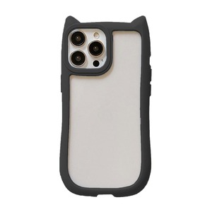 【特価処分】ZAZ for iPhone15Proケース ケース カバー ネコミミ カバー 猫耳ケース ネコミミケース アイフォン15pro いpほね15 pro 15プロ 背面タイプ 背面クリア 猫 フレーム シンプル かわいい おしゃれ ブラック mimi-15pro-002