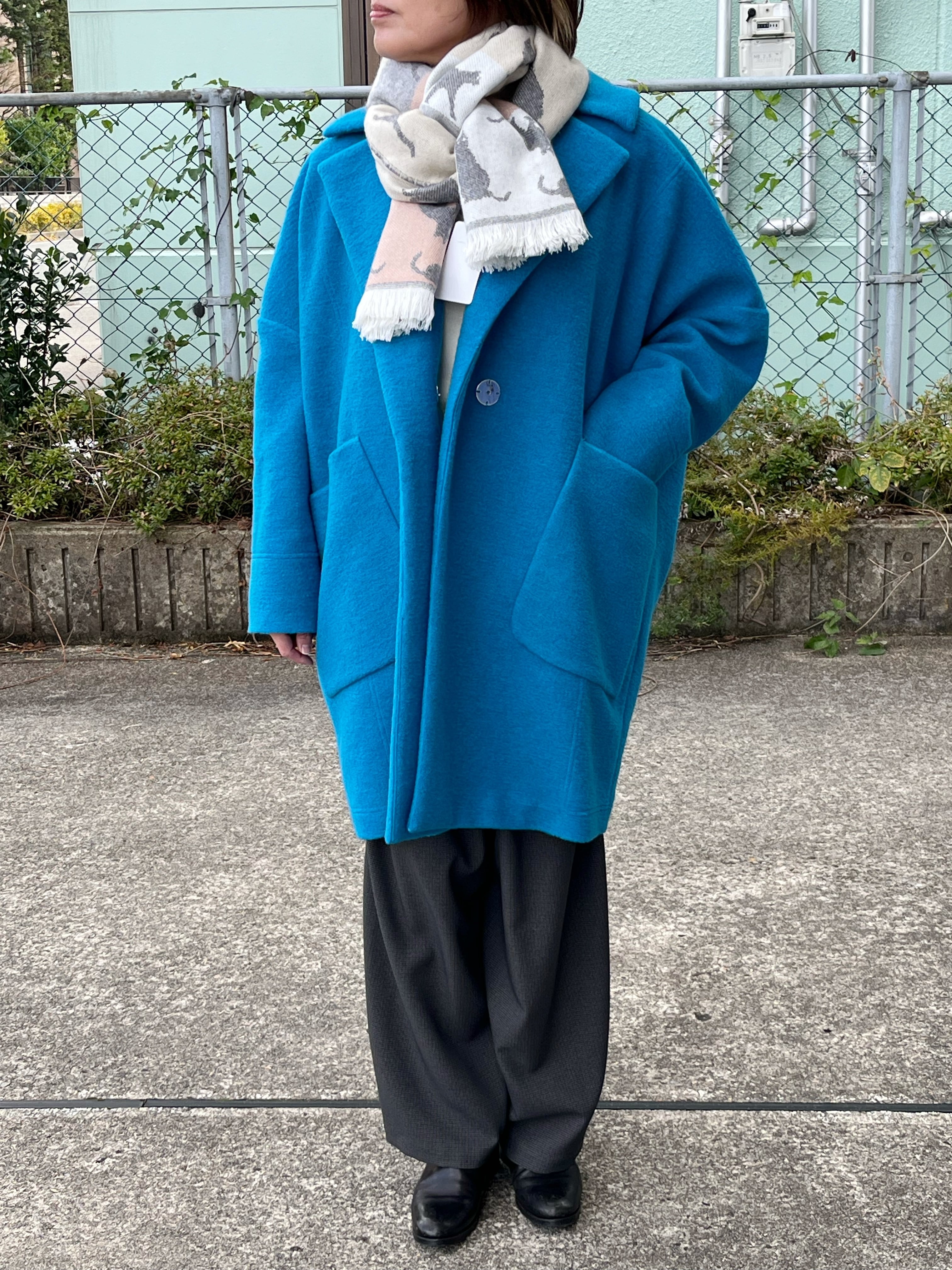 PASSIONE/546431/コクーンシルエットウール混コート(ターコイズブルー