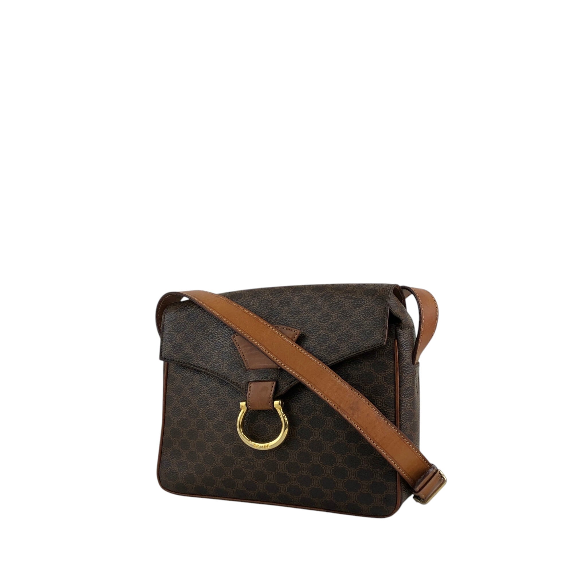 CELINE セリーヌ マカダム ショルダーバッグ ブラウン ホースビット