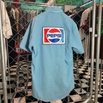 80s USA製 PEPSI ストライプワークシャツ 企業 ペプシ