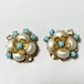 Vintage DeMario Faux Pearl & Faux Turquoise Floral Earrings