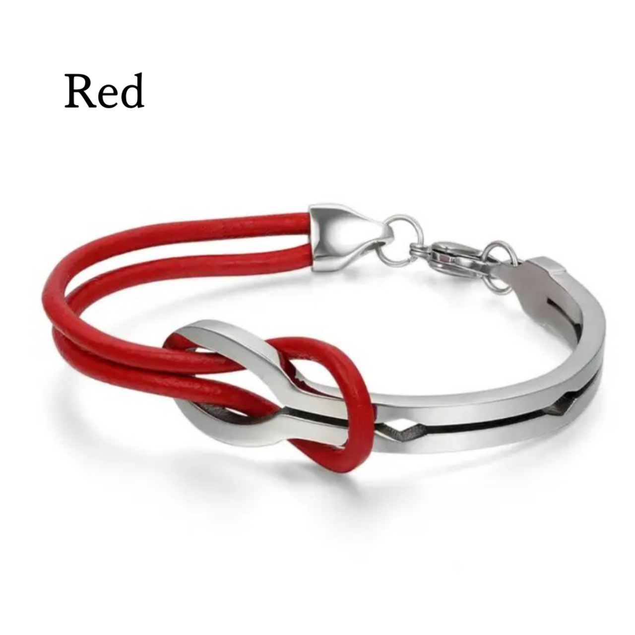 インフィニティシンボル ユニセックス ステンレススチール レザー シルバー ブレスレット ≪5COLOR≫【0219】