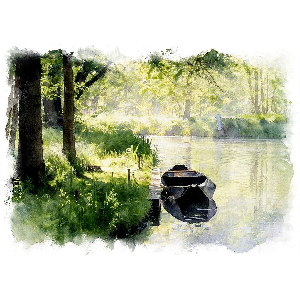 絵画 風景画 ドイツ シュプレーヴァルト インテリアアート額付き 水彩画・油絵風 WAT1833