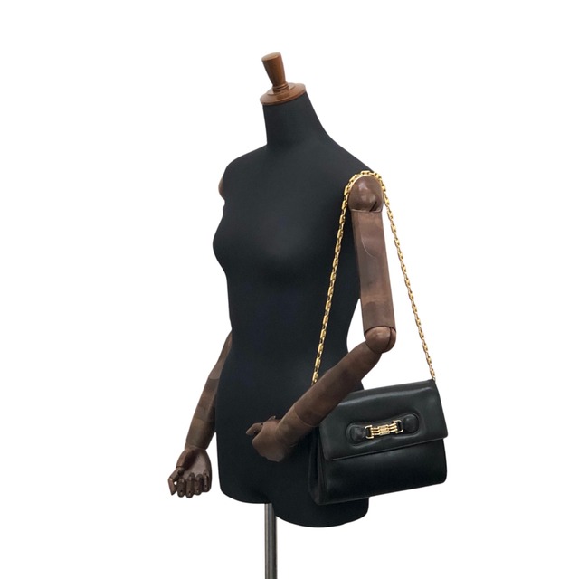 CELINE セリーヌ ショルダーバッグ ブラック ホースビット ブラゾンチェーン レザー vintage ヴィンテージ オールド zstzja
