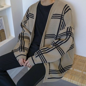 格子柄ニットカーディガン　MT0080370