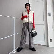 フーディーマットファイバーダウンvest/エクリュ