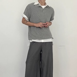 シンプルモードニットポロシャツ　0774