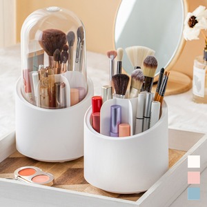 メイクブラシケース 送料無料 360度回転 透明 メイクボックス ふた付き 311990
