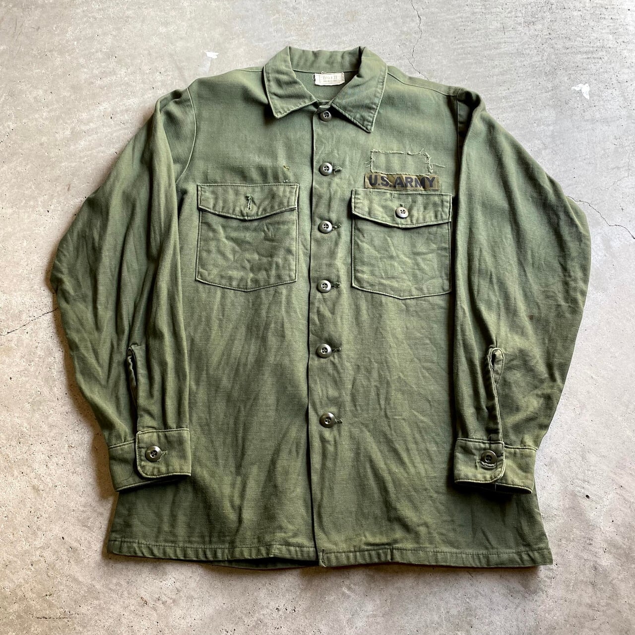 76年納品 70年代 U.S.ARMY 米軍実品 ユーティリティシャツ 15?×33