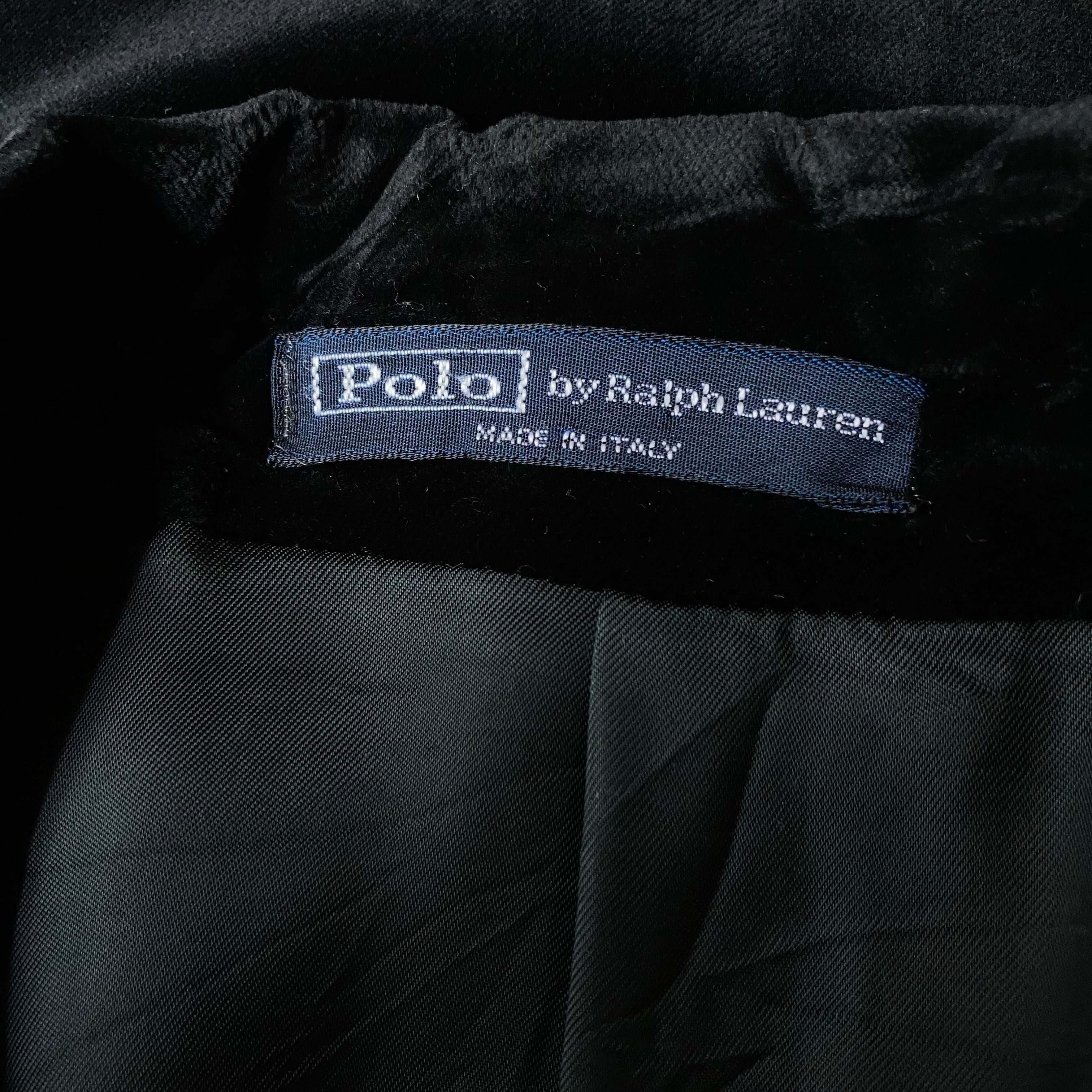 90's POLO by Ralph Lauren ベロアテーラードジャケット 黒 ITALY 