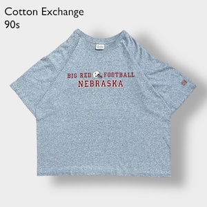 【cotton exchange】90s USA製 カレッジ ネブラスカ大学 NEBRASKA Tシャツ アメフト Cornhuskers ハスカーズ ロゴ プリント 刺繍ロゴ シングルステッチ 2XL ビッグサイズ ビンテージ US古着