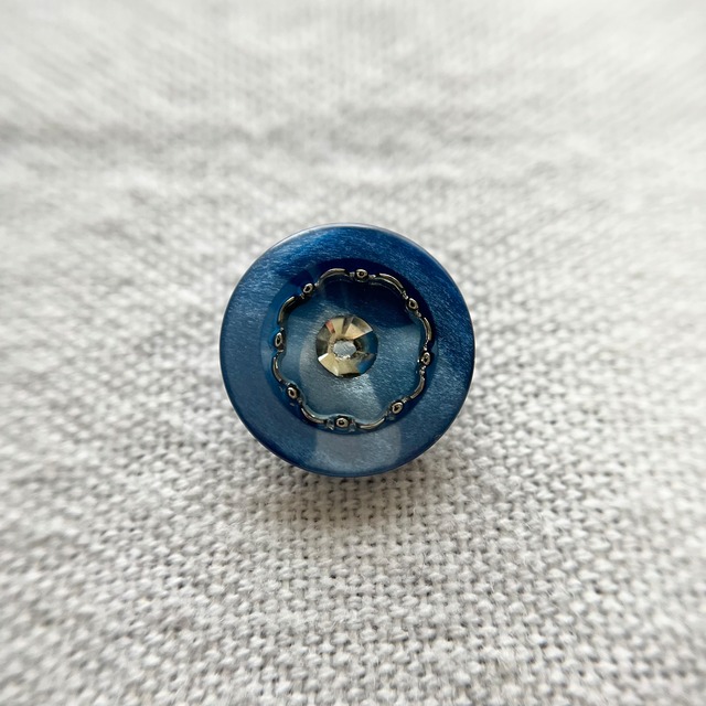 ブルー 1粒ラインストーンフラワー 15mm