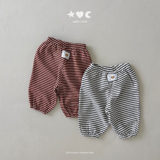 【取寄】lalaland|bebe stripe french terry pants|ベベボーダー裏毛パンツ|6M-18M|baby|26 autumn