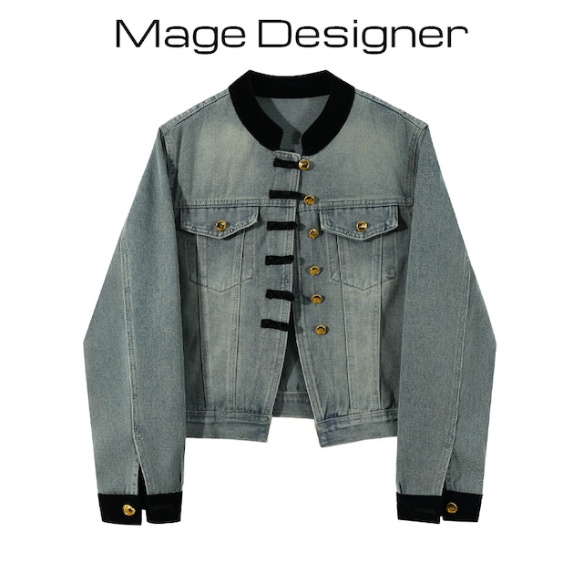 【Mage Designerシリーズ】★アウター★ ジャケット デニムジャケット ジーンズ ブルー 青い レディース