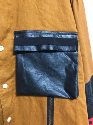 UNFINISHED切り替えシャツブラウン×レッド