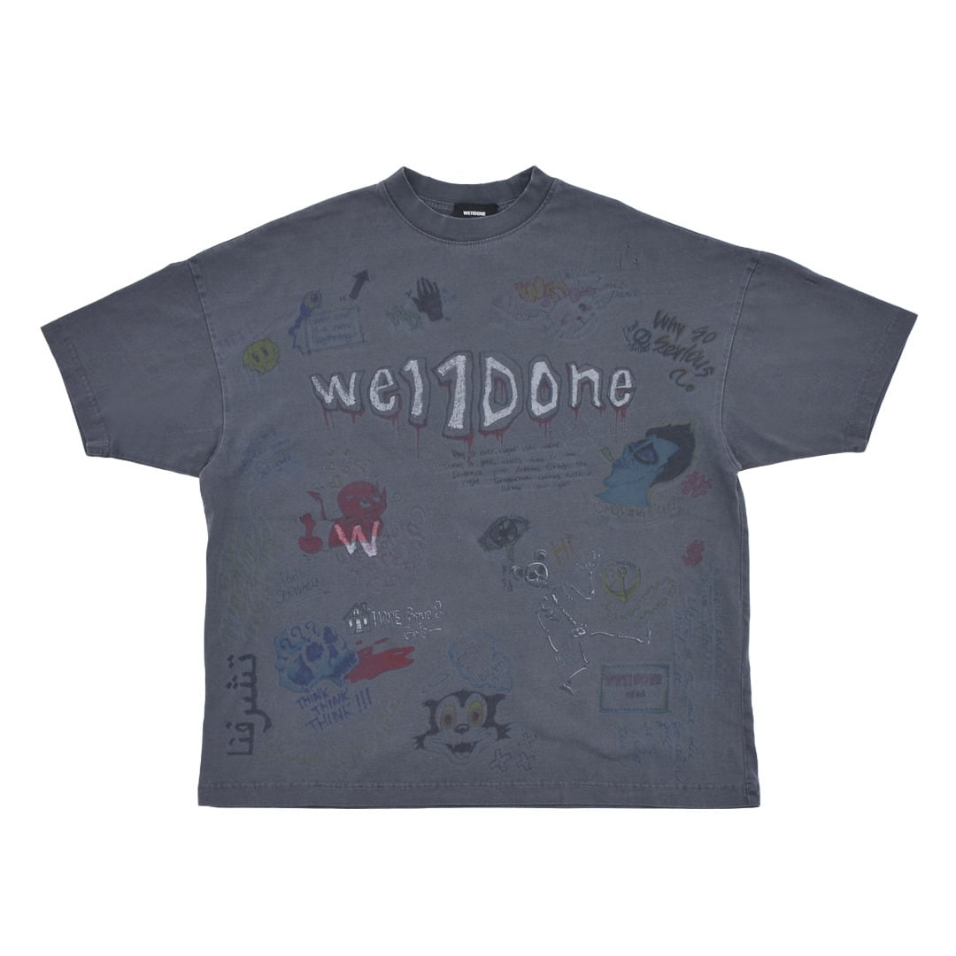 【関税込み】We11done ホワイト Doodle Tシャツ WE11DONE】WHITE DOODLE SHORT-SLEEVED T-SHIRT | AYIN