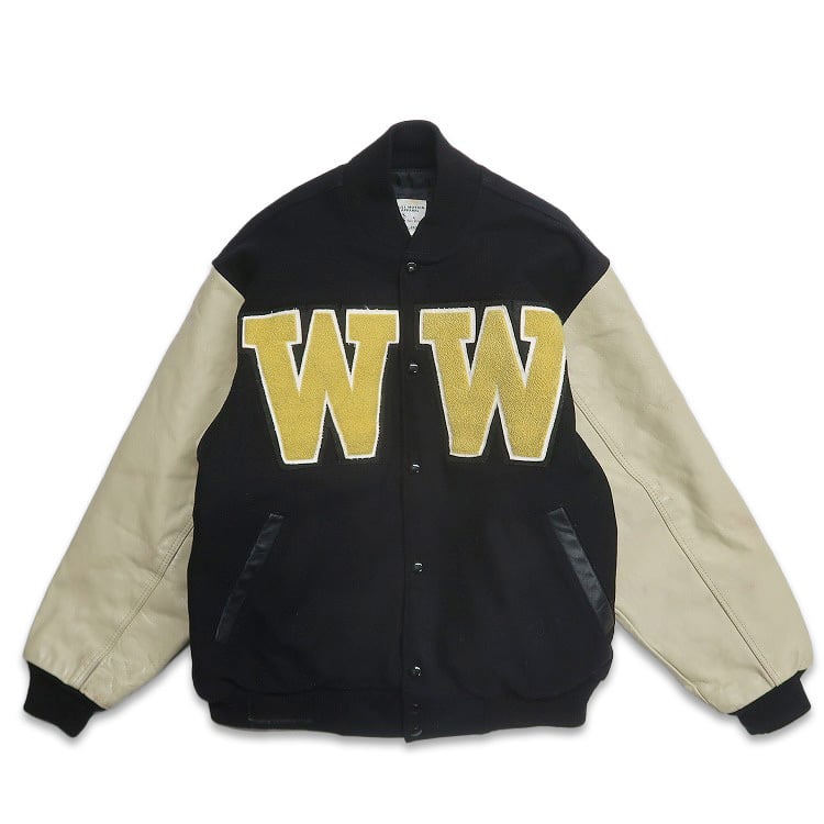 古着 FULL MOTION APPAREL ウール 袖レザー 切り替え スタジャン 刺繍