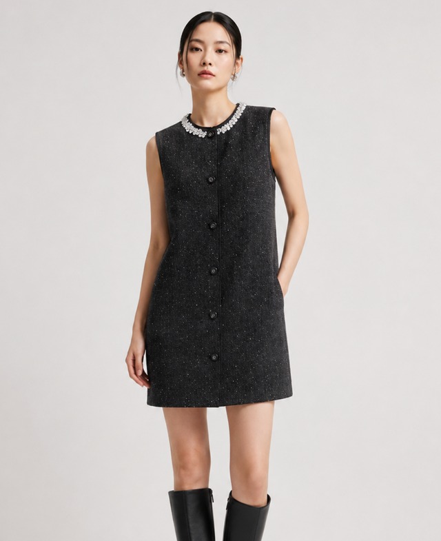 Embellished Tweed Mini Dress　202680132