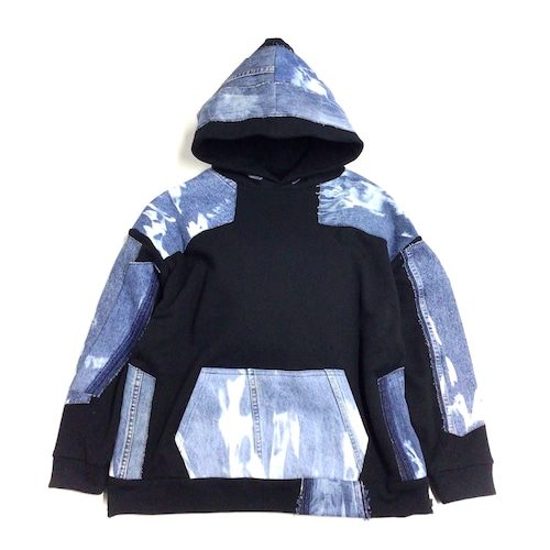 Remake Hoodie black×Denim【hoodie05】