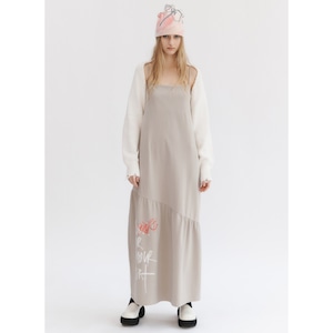 [TheOpen Product] GRAFFITI JERSEY MAXI DRESS, GRAYISH BEIGE 正規品  韓国ブランド 韓国ファッション 韓国代行 韓国通販 ワンピース