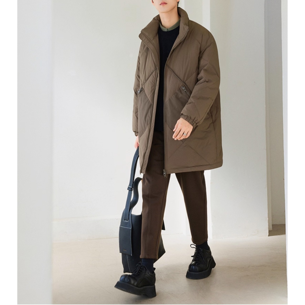 キルティング ジップアップ ヒップ丈コート af0340