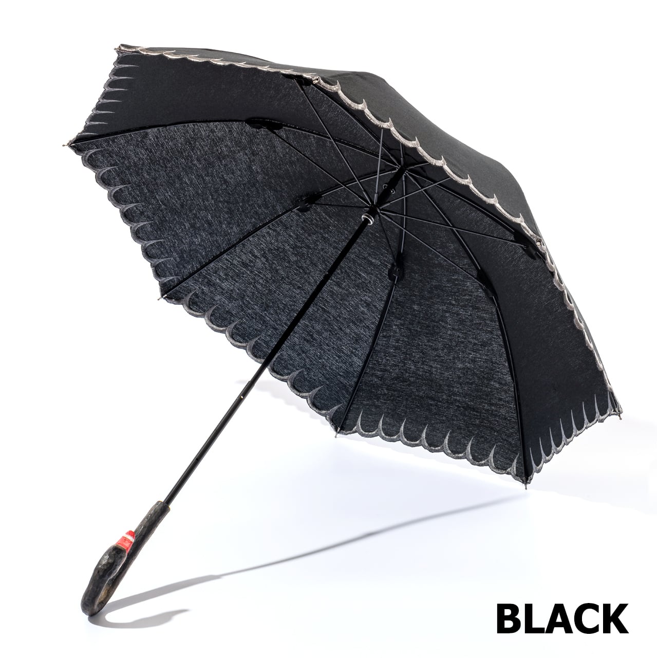 新品 ソシエレノ 木製リングハンドル ミント色 麻混 ドット柄 晴雨兼用パラソル 新品 ソシエレノ 木製リングハンドル ミント色 麻混 ドット柄