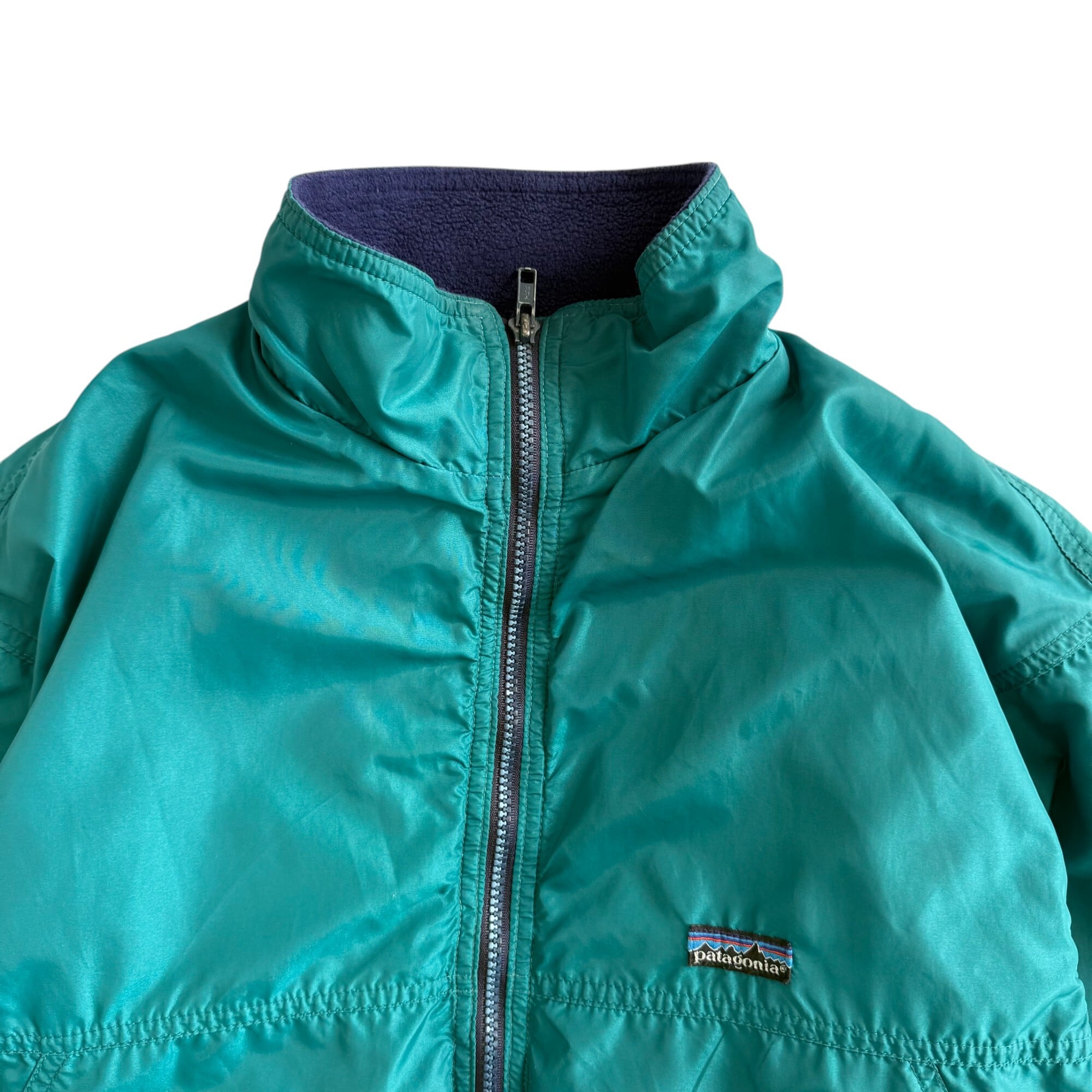 80s USA製 patagonia シェルドシンチラジャケット M ターコイズ 【公式
