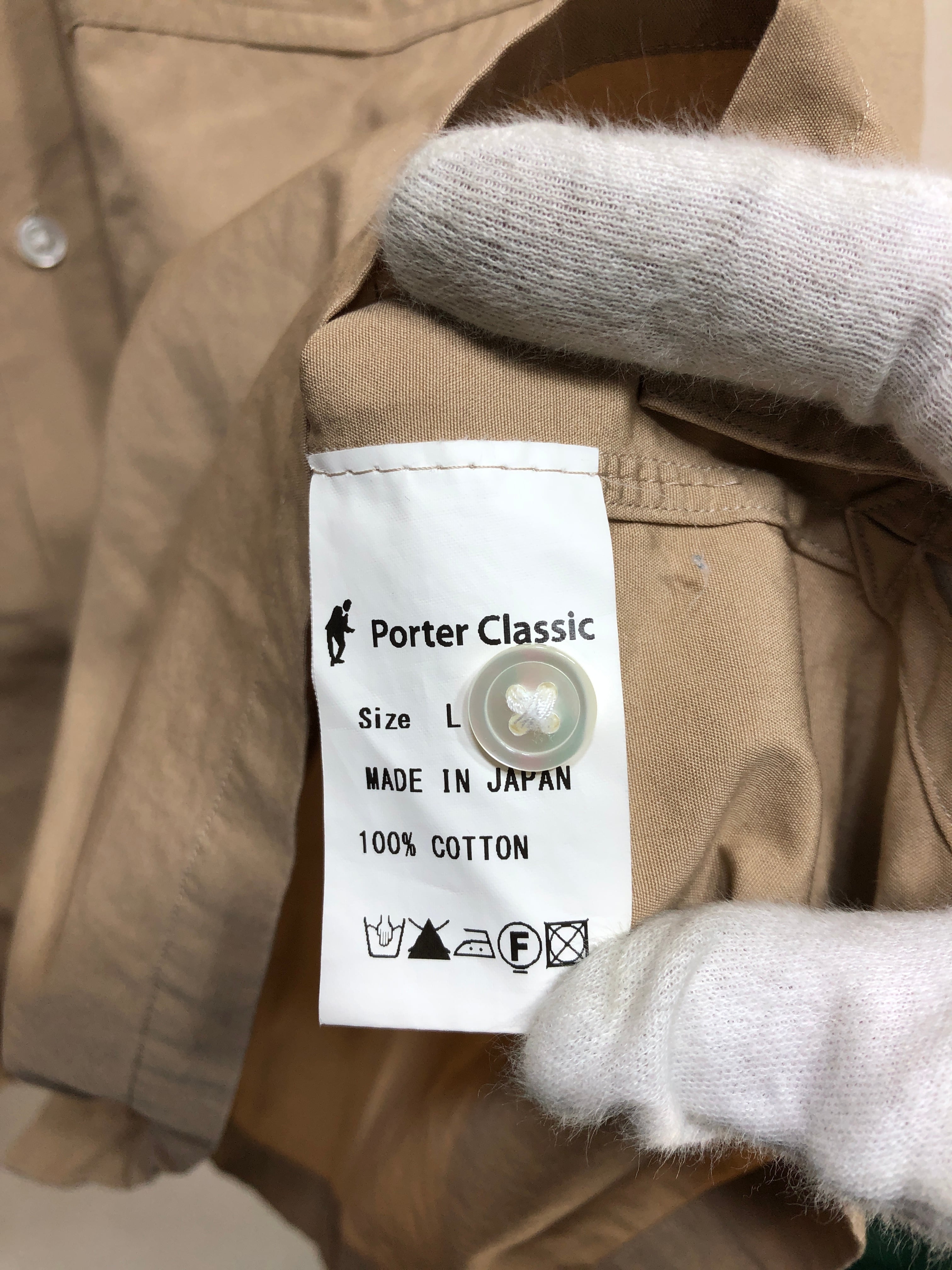 770532● PORTER CLASSIC Kerouac 半袖 オープンカラー シャツ L ベージュ ケルアック ポータークラシック
