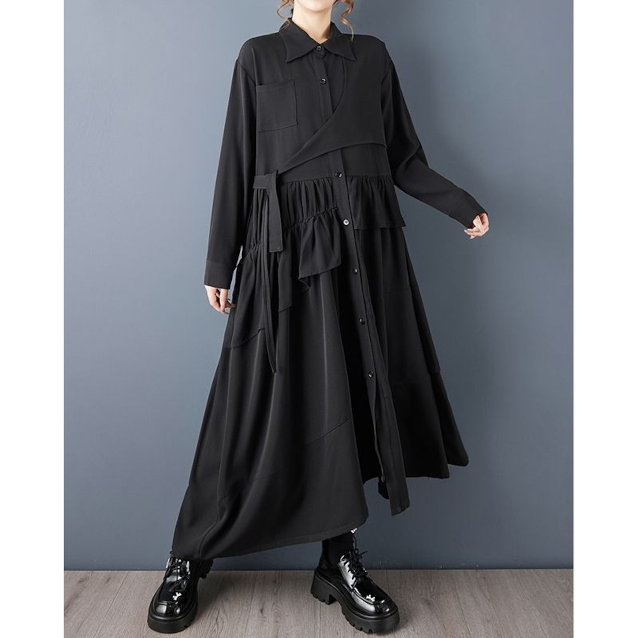 ランダム ティアード シャツワンピース 00310