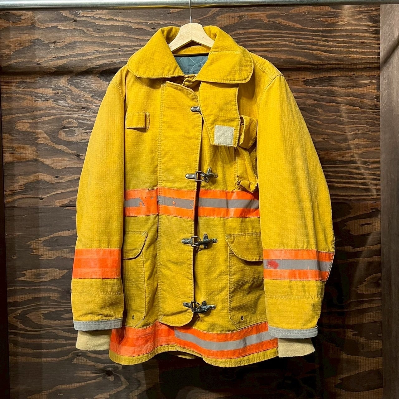 90s USA 消防隊 実物 Fyrepel ファイヤーマン ジャケット ライナー付き
