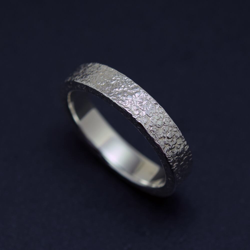Grain Hammer Ring / 4mm Silver Ring オーダー制作/ 受注生産(平打ち形状)