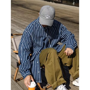 Stripe pattern button-down shirt 0272