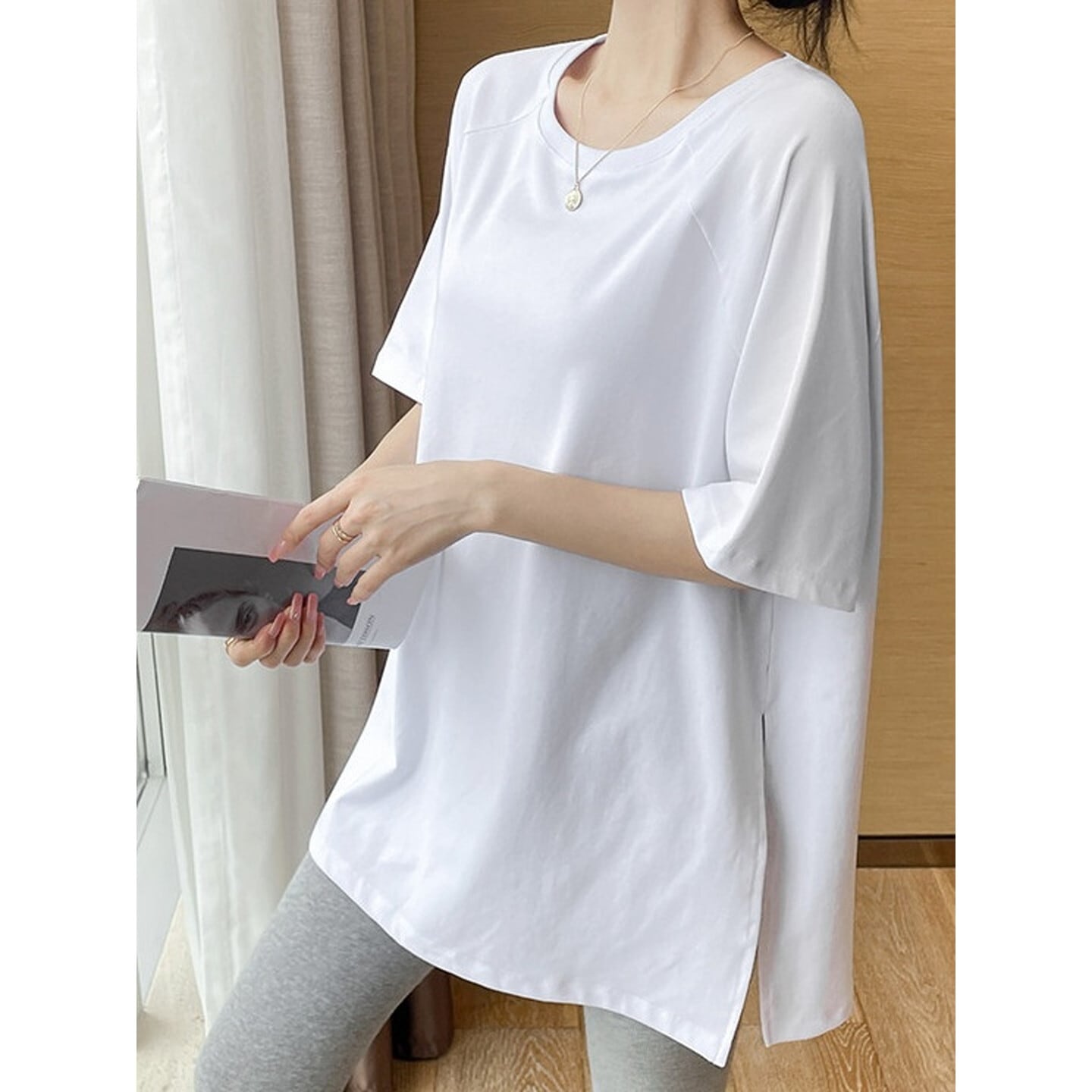 サイドスリット ゆったりTシャツ【M-2XL】 RA3415
