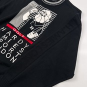 美品 HARDY AMIES SPORT ハーディエイミス スポーツ BIGキャラ ゴルフ刺繍 コットンニット セーター サイズ L /ブラック