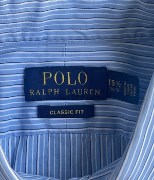 Used 00s 15-1/2 horizontal color stripe shirts -Polo Ralph Lauren-
