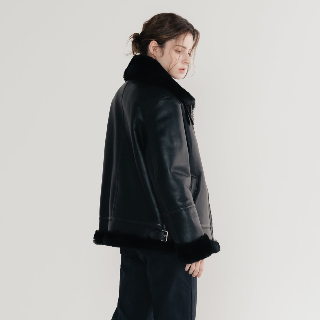 リアル　ムートン　レザー　ジャケット　黒 リアルムートン B-3 レディースジャケット | ITAEWONPOST