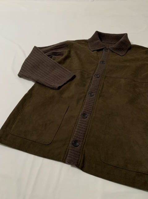 1990's Micro Suede × Knit Switched Design Knit Jacket