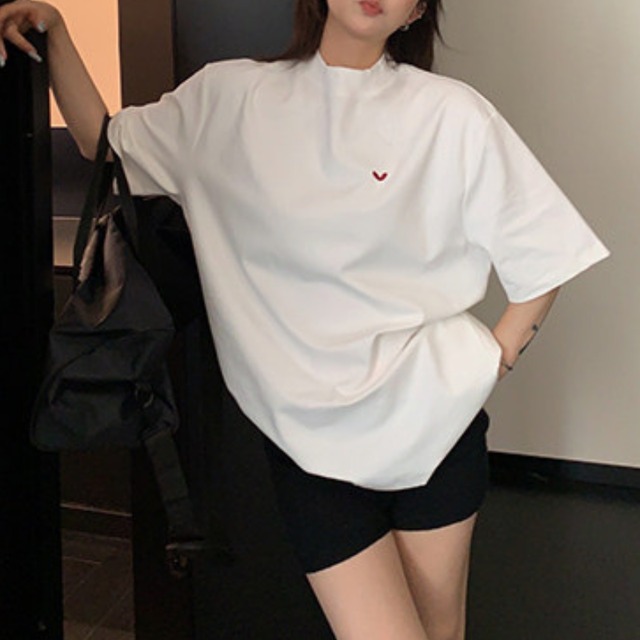 one point heart short sleeve tee　ワンポイントハート半袖ティー　J2056
