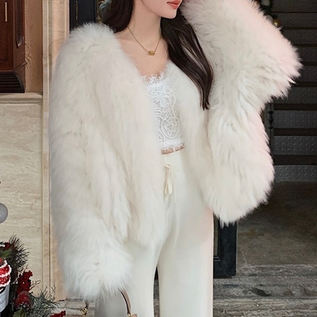 【S~XL,4color】ファーコート ショート a022