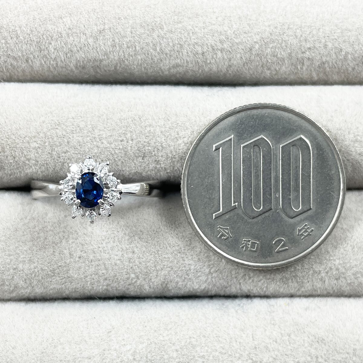 Pt900 天然サファイア 0.31ct 天然ダイヤモンド 0.11ct リング