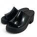 【ほぼ新品】CROCS ブルックリン スライド ハイシャイン ヒール サンダル 厚底 黒/BLACK W8/24cm ミュール クロックス レディース 209709