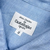 リネン100% Jean Charles de Castelbajac Sport カステルバジャック 刺繍 デザイン 長袖シャツ 2/ブルー メンズ ゴルフ