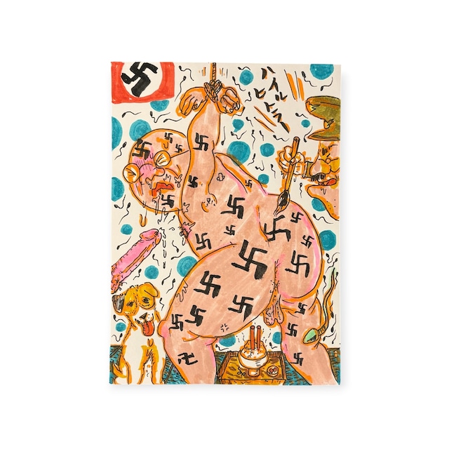 原画・着色ドローイング「落書きされる(Heil Hitler)」