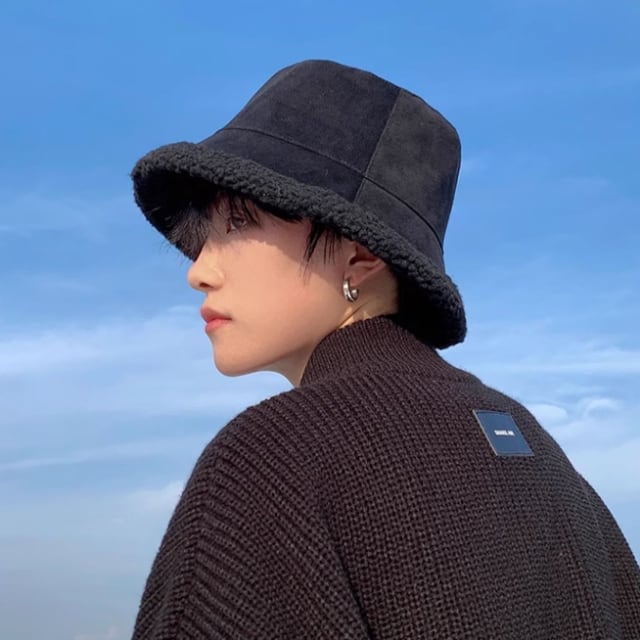 【予約販売】バケットハット メンズ 帽子 ハット 無地 モコモコ 防寒 ブラック 裏ボア 防風 暖かい お洒落 冬 韓国 トレンド