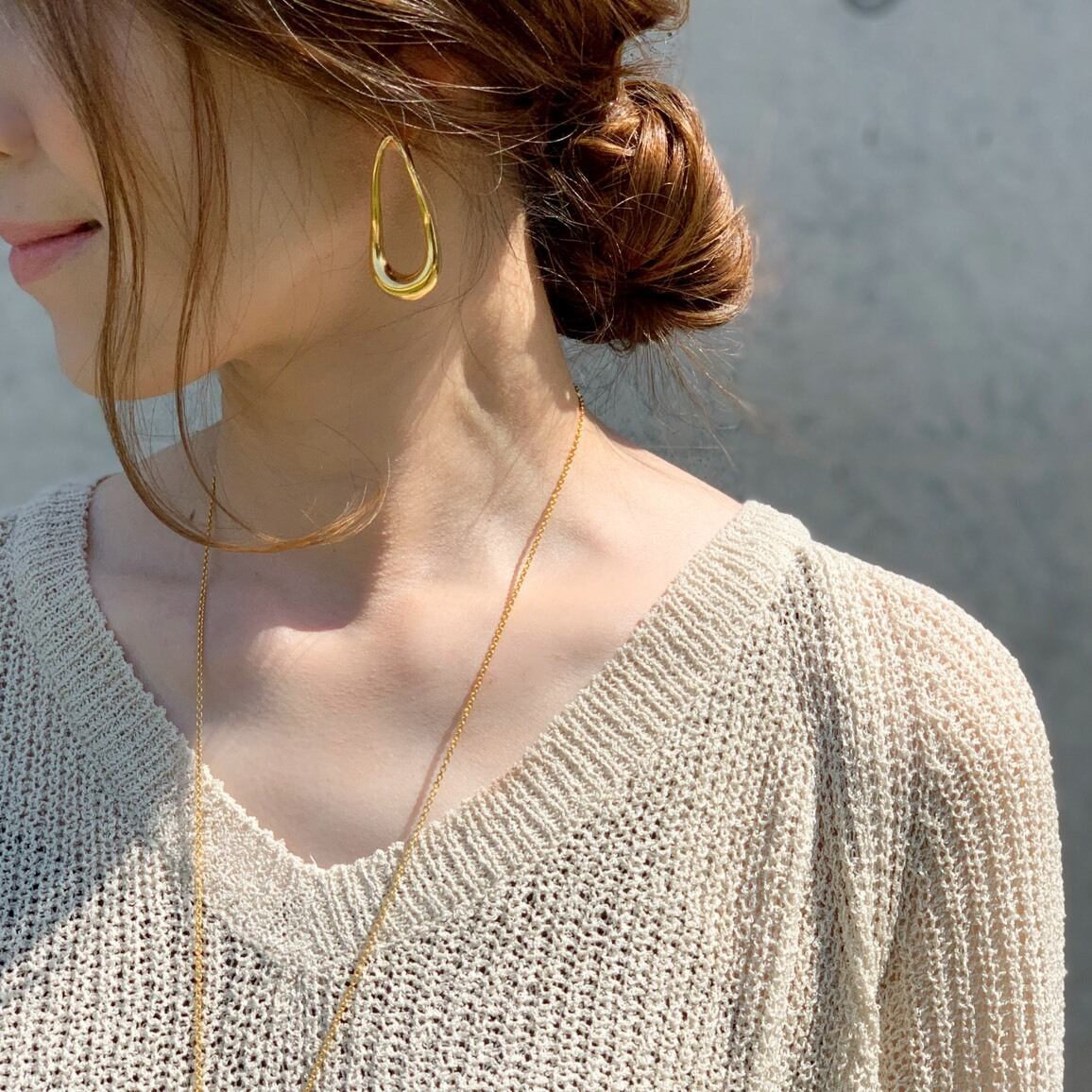 ..A×@kazumint20 ティアーズフープピアス【Gold色】