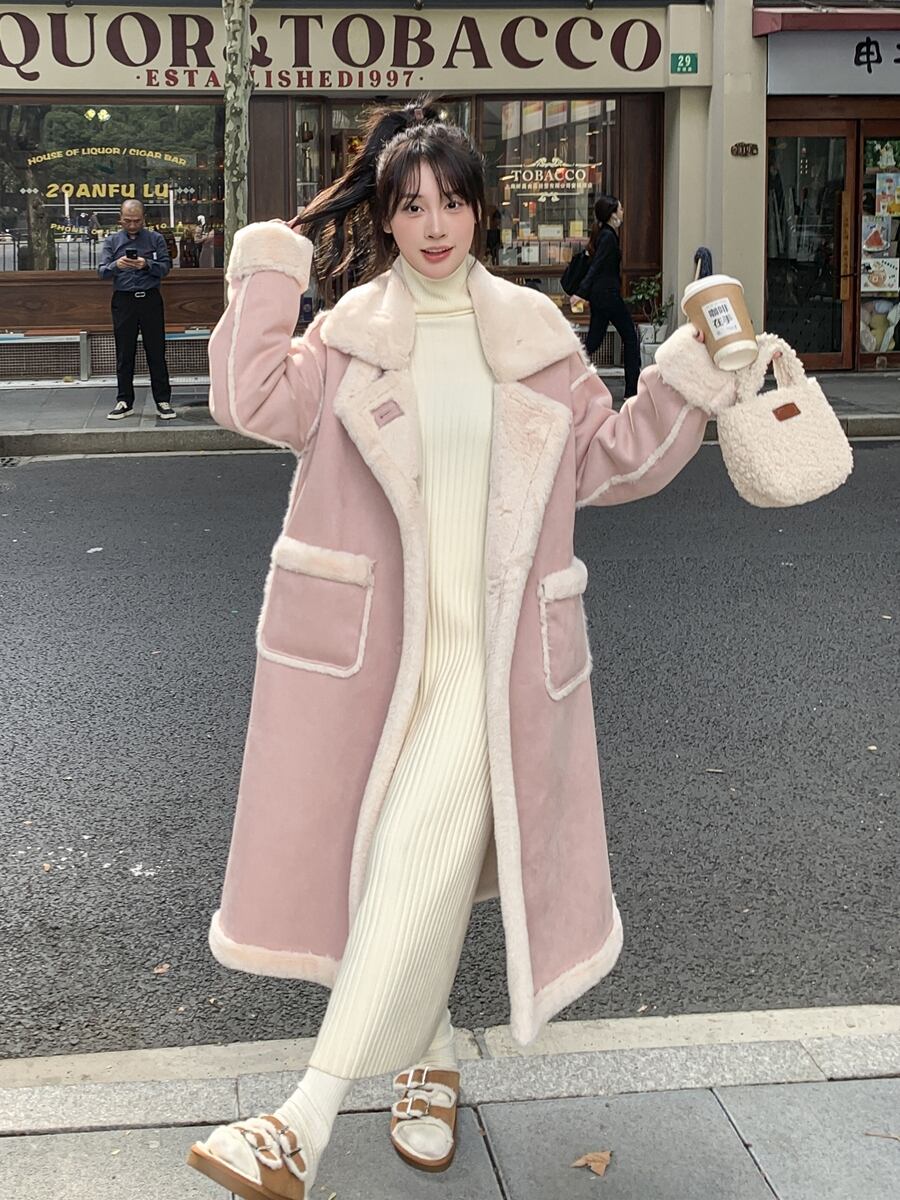 S-XL】ふんわり包まれるピンクのロングコート -G461 | luvxy